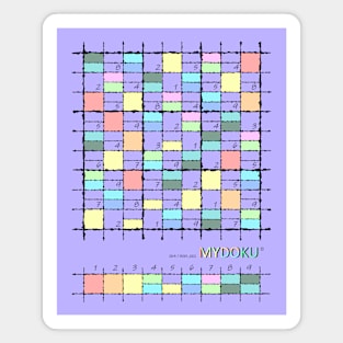 Mydoku_004_H001_002_F: Sudoku, Sudoku coloring, logic, logic puzzle, holiday puzzle, fun, away from screen Magnet